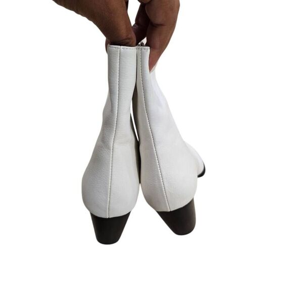 Revolve Raye Landon Bootie Womens 8 White Leather Side Zip Block Heel Formal Ank - Picture 5 of 6